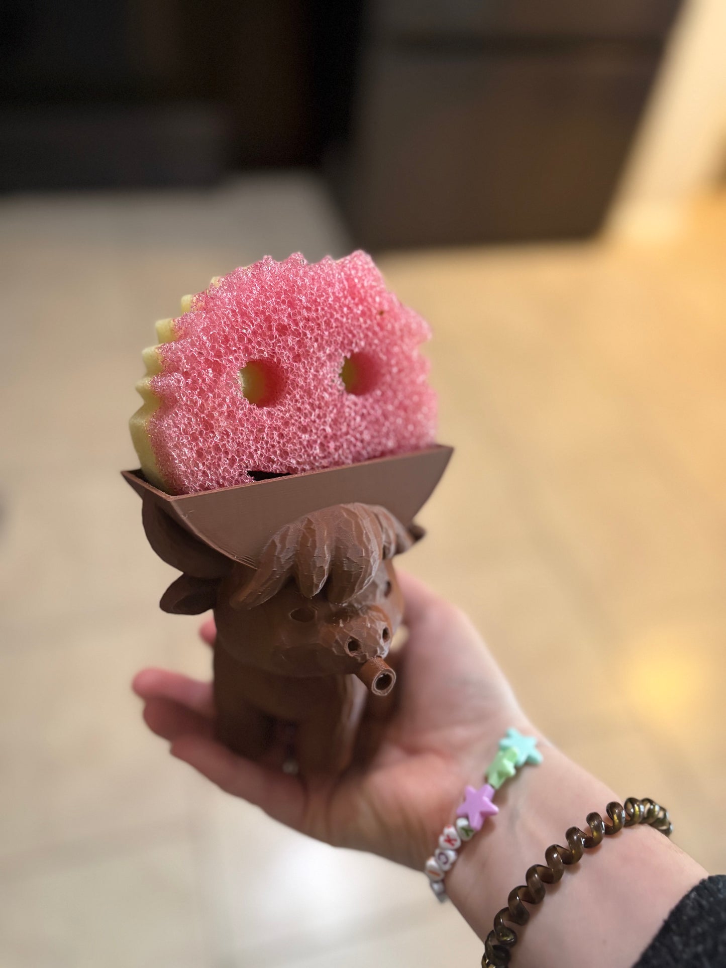 Made by Mike: Highland Cow Spitting Water Scrub Daddy Holder