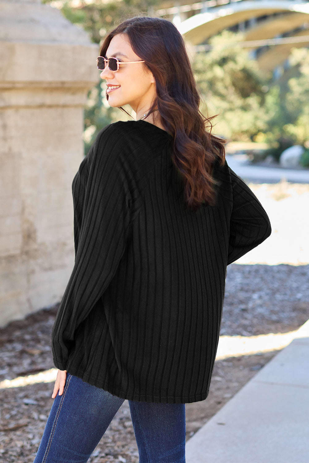 BF Doorbuster! 5 Colors! Basic Bae Full Size Ribbed Round Neck Long Sleeve Knit Top