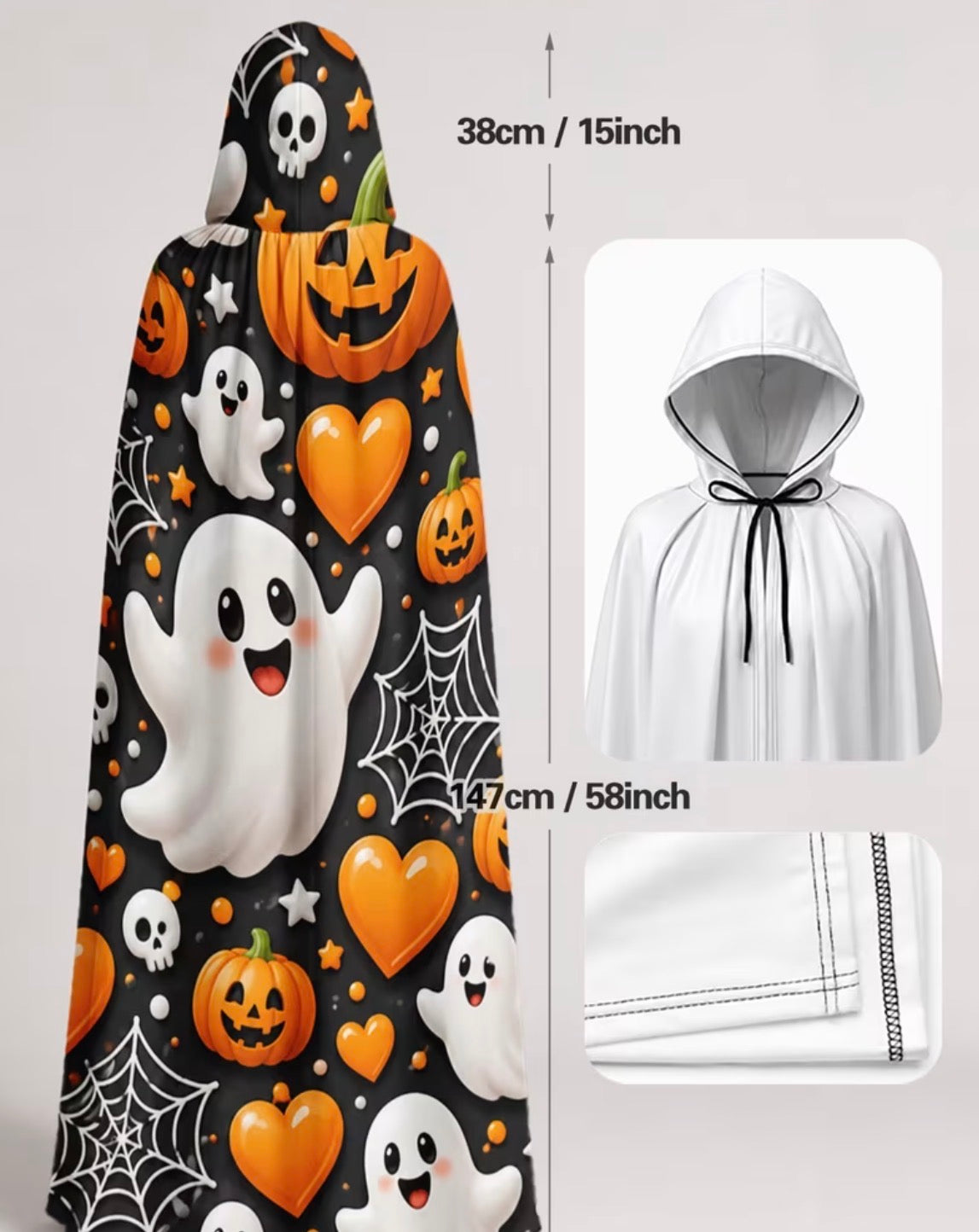 Spooky Hooded Ghostly Love Cape