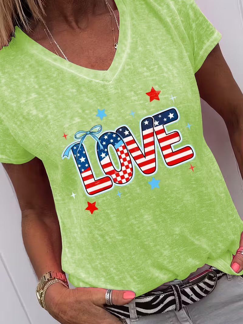 Women's Love V-neck Vinyl Graphic T-Shirt