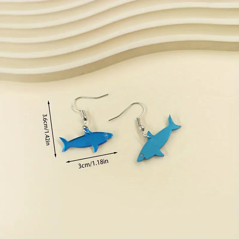 Blue Acrylic Shark Earrings