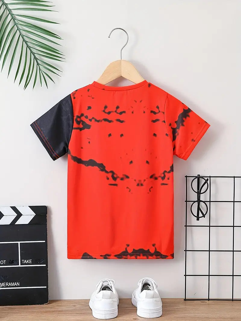 Black & Red Split Spider Kids Top