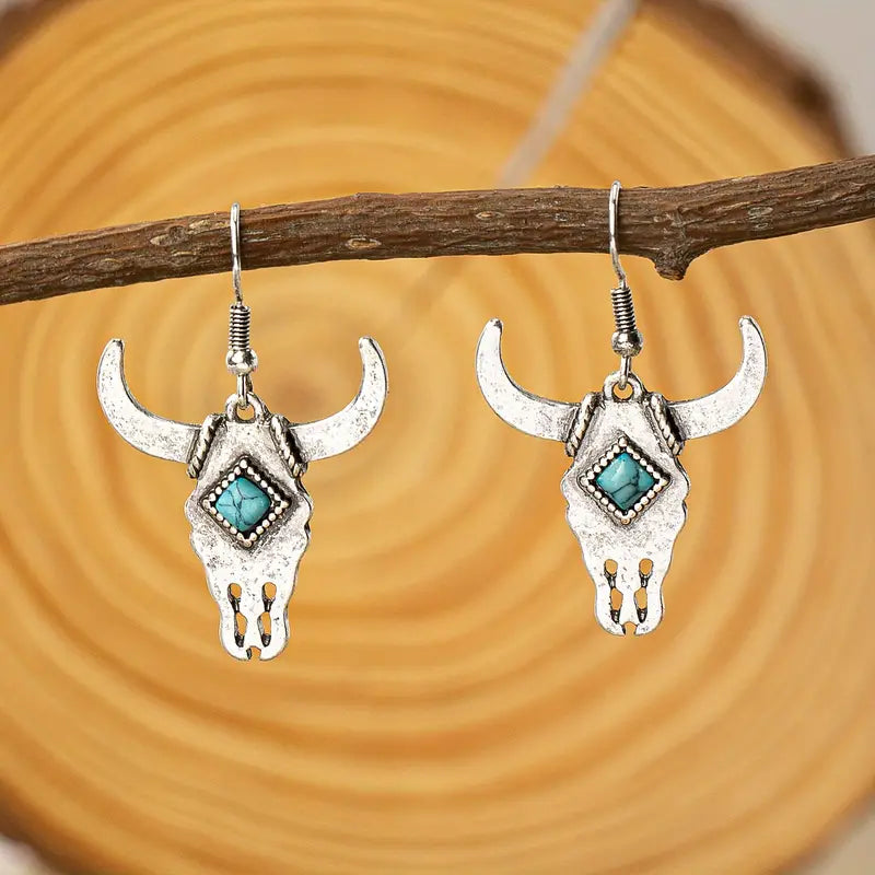 Boho Steer Head Earrings