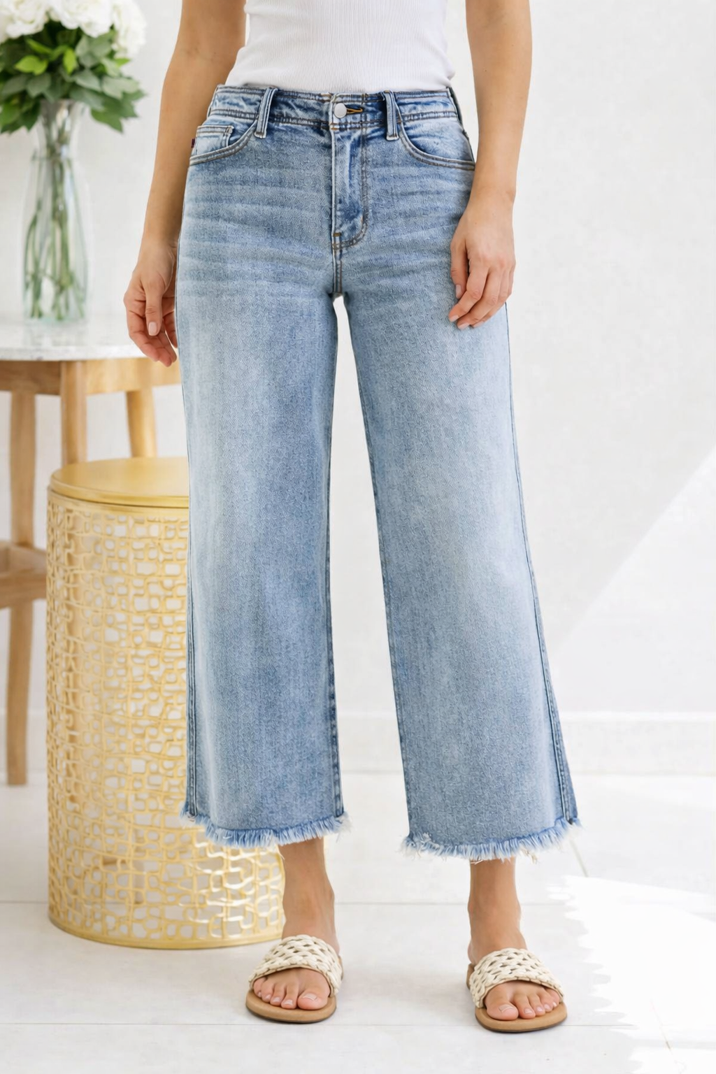 Fray Edge Wide Judy Blue Ankle