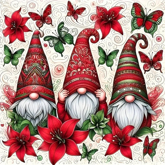 Holiday Trio Gnome Diamond Art