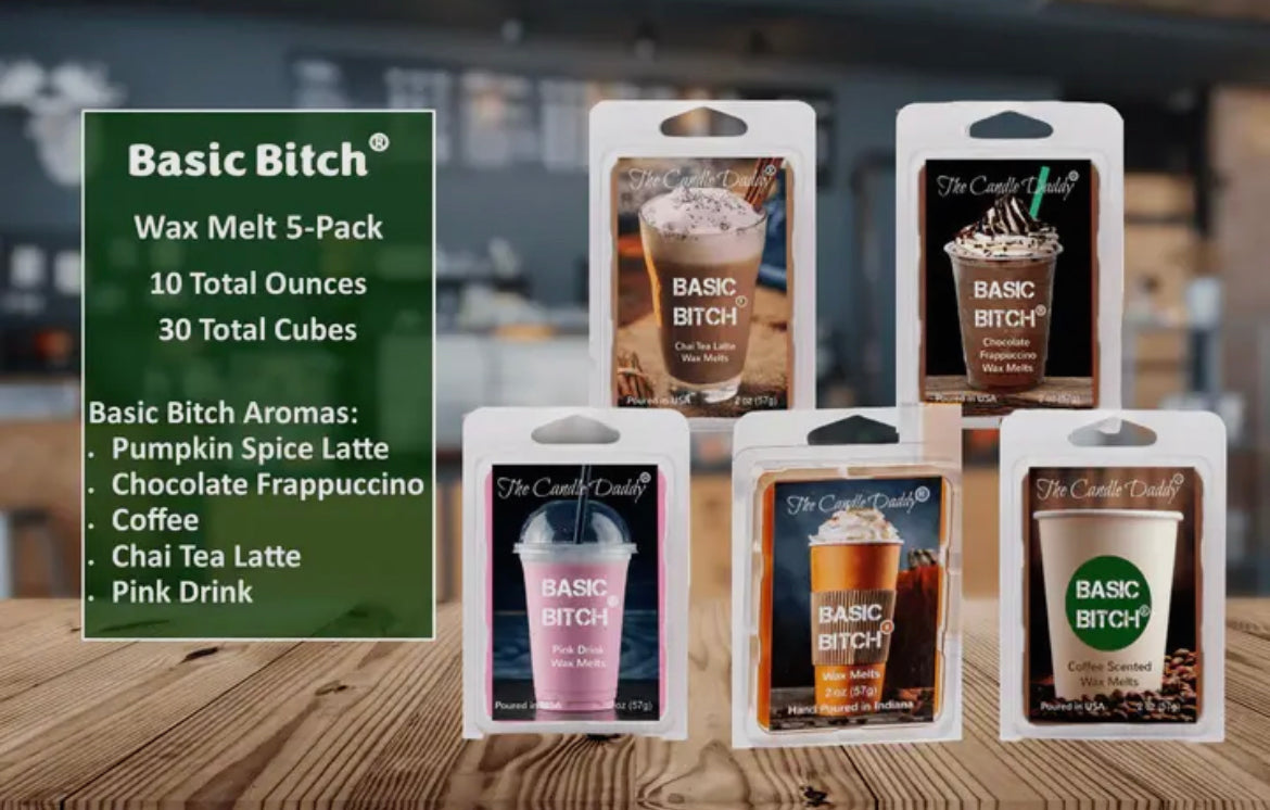 Basic Bitch Wax Melt Pack - Set of 5 Assorted Coffee Themed Funny Wax Melts