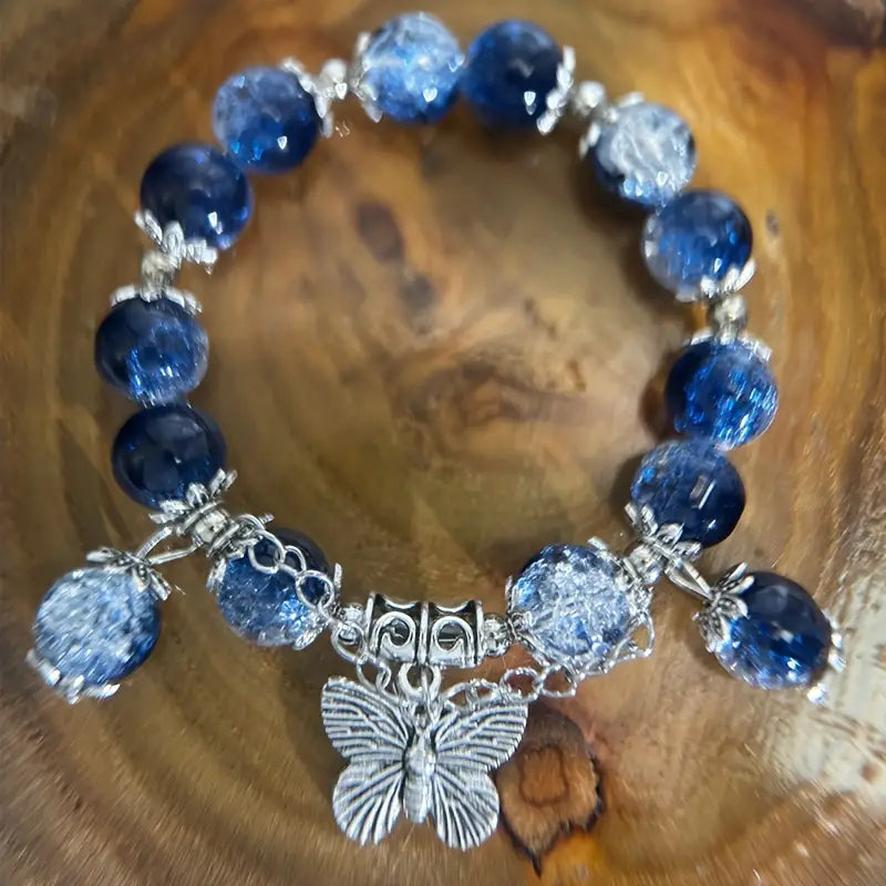 Butterfly Glass Bead Bracelet