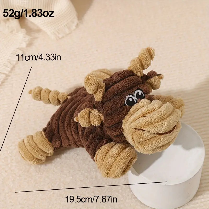 Plush Brown Cow Dog Toy