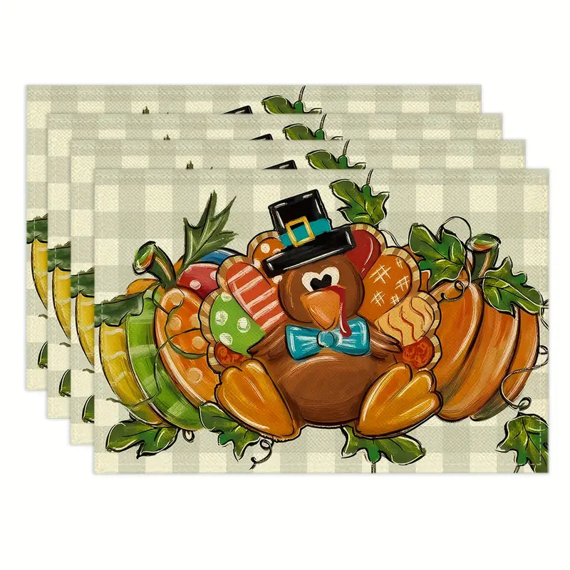 Painted Turkey 4 Piece Place Mats