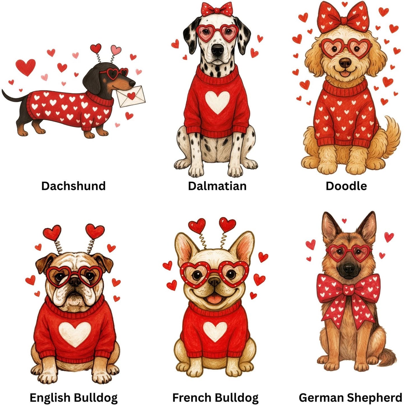 Valentine Dog CUSTOM Graphic - 20 Breeds