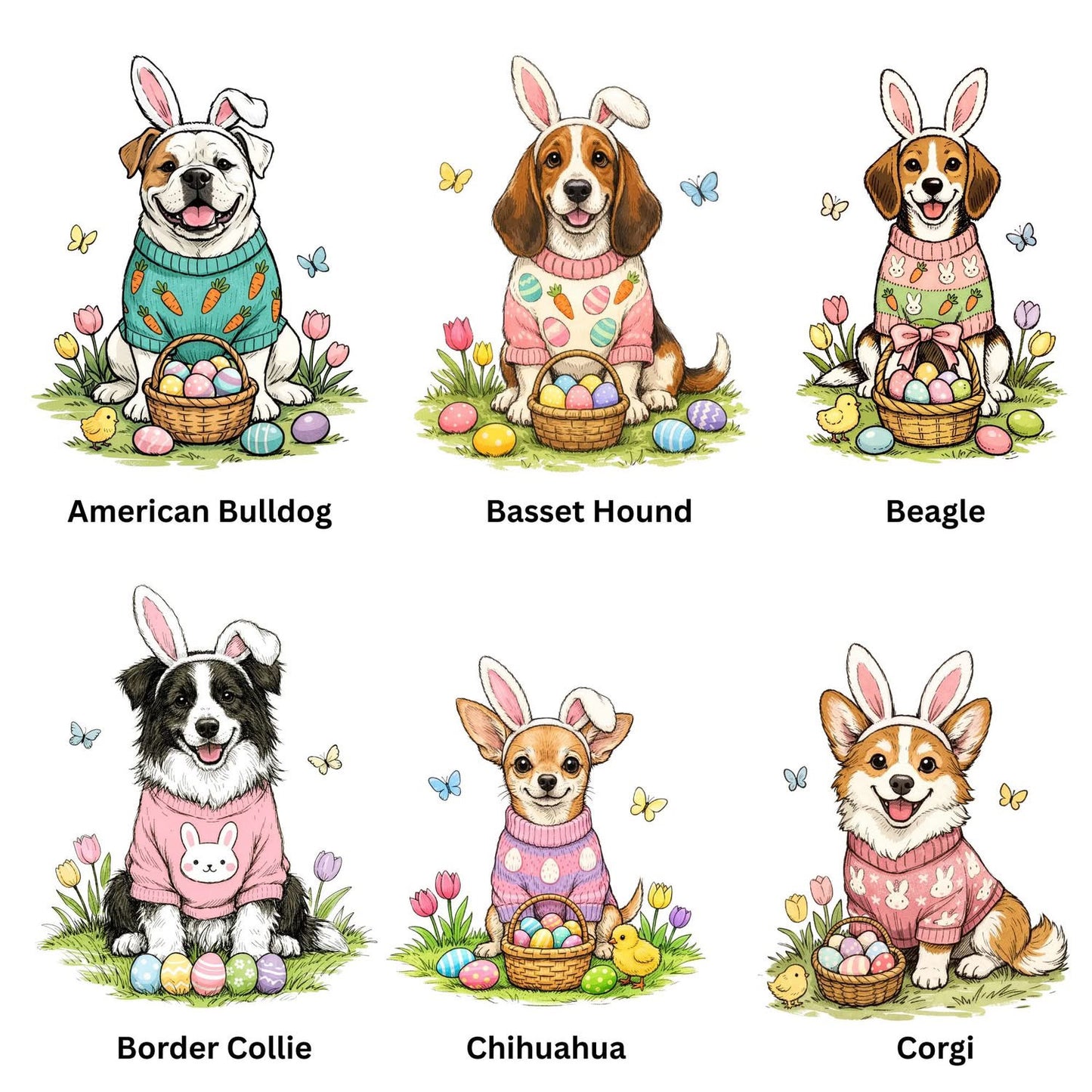 Easter Pups CUSTOM Graphic - 19 breeds