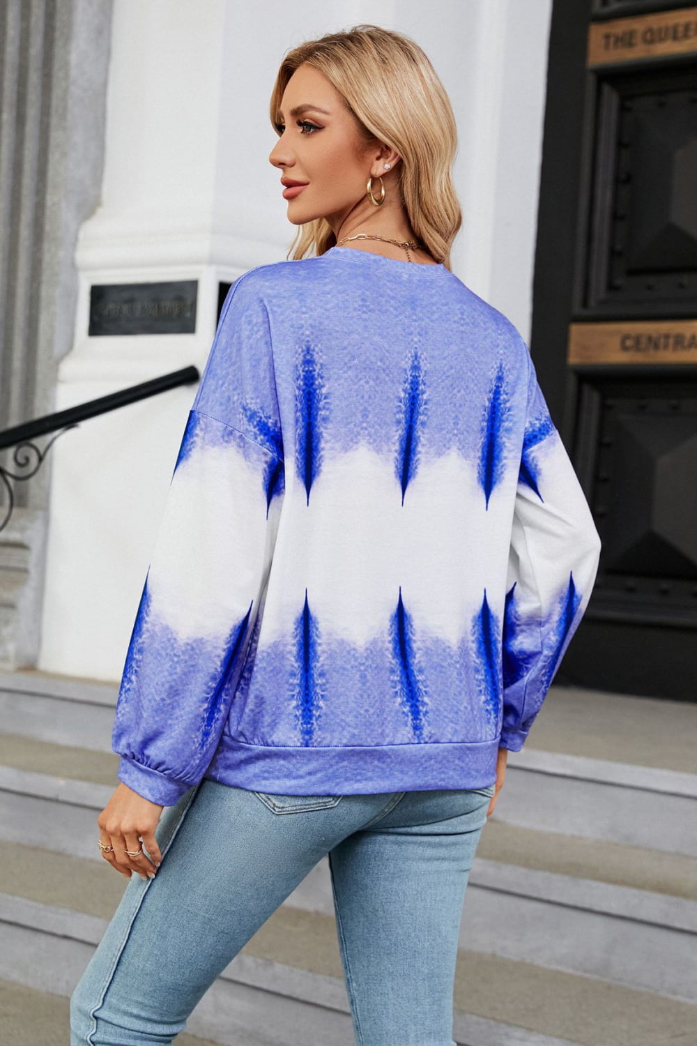 7 colors! Gradient Round Neck Long Sleeve Sweatshirt