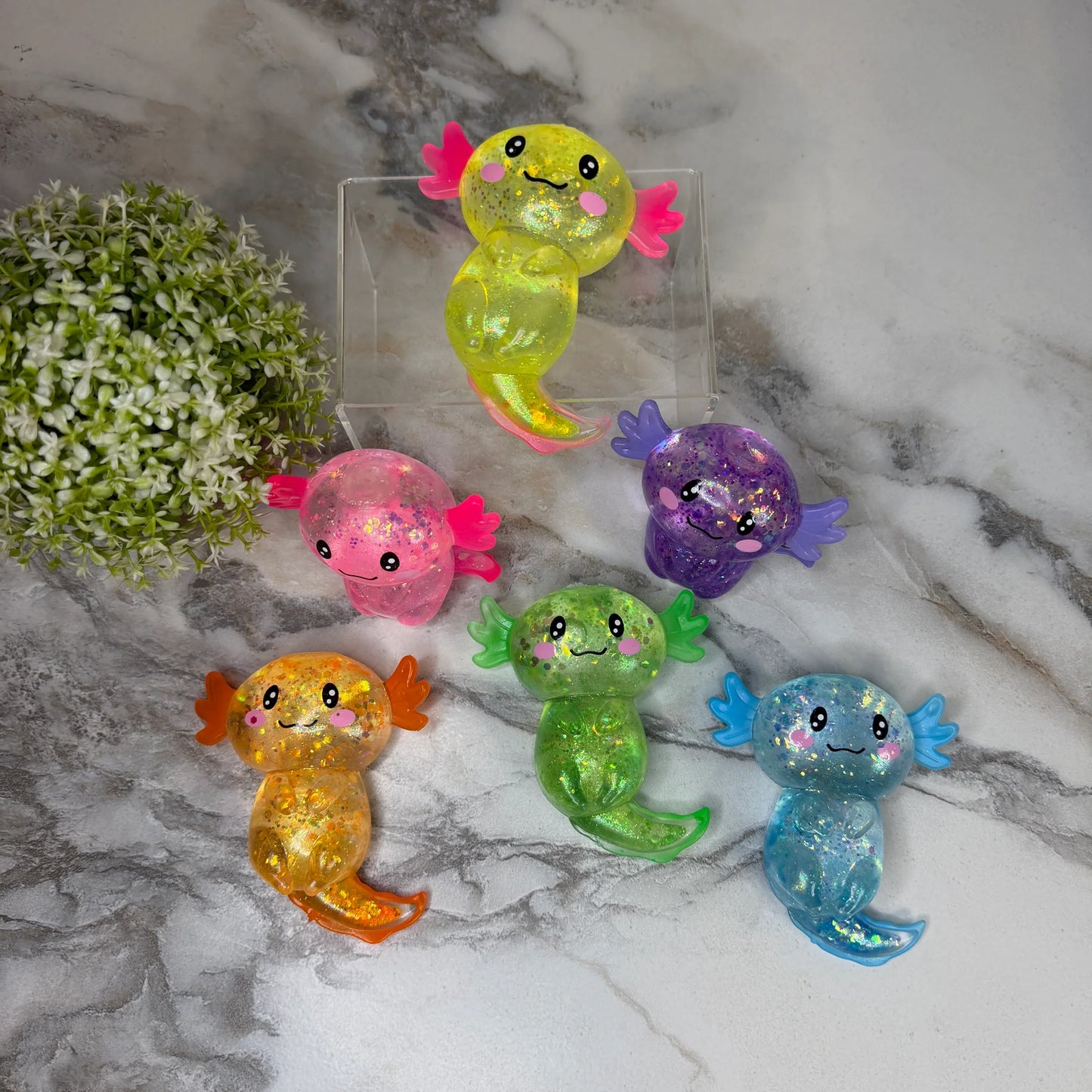 Glitter Gel Axolotl Squishy RTS