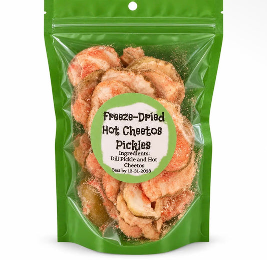 Preorder Freeze Dried Hot Cheetos Pickles