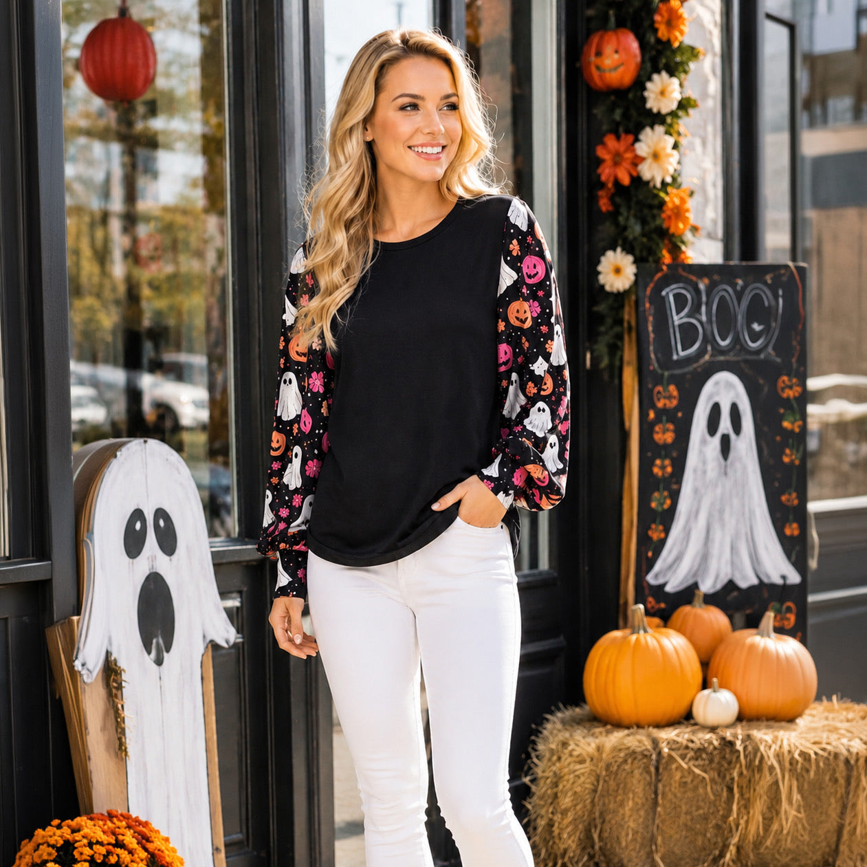 Sunshine & Rodeo Ghost Puff Sleeve Top