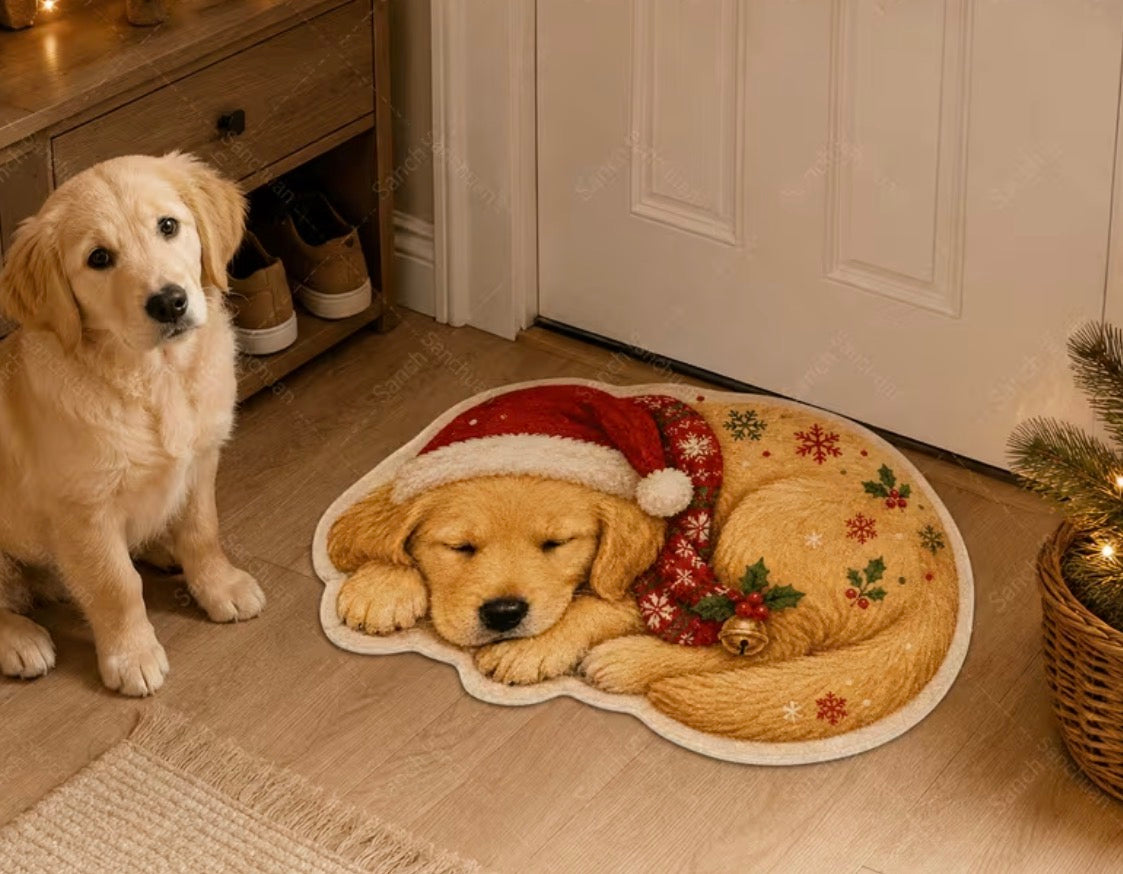Preorder Christmas Puppy Shaped Bath/Bedroom/Kitchen Rug