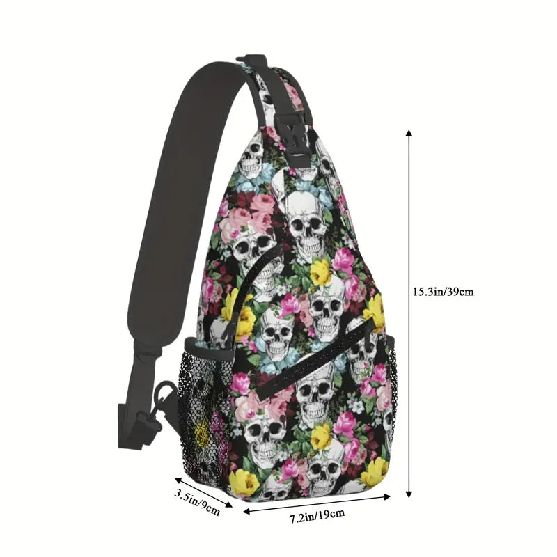 Floral Skull Sling Bag