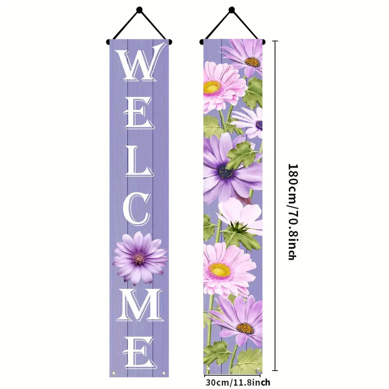 Purple Floral Welcome Door Banners