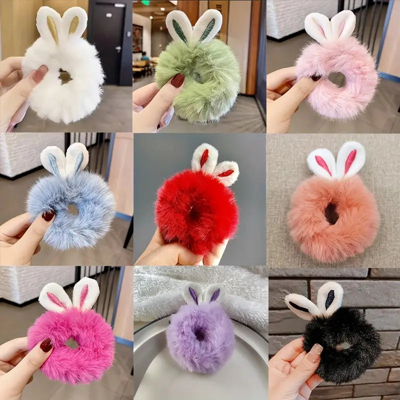 Mystery Color Fuzzy Bunny Ear Scrunchie