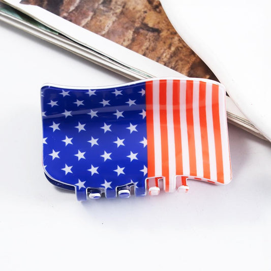 Americana Flag Print Acetate Claw Hair Clip