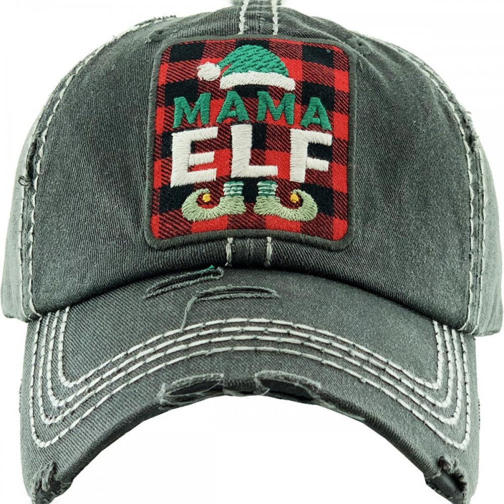 Mama Elf Vintage Distressed Baseball Cap