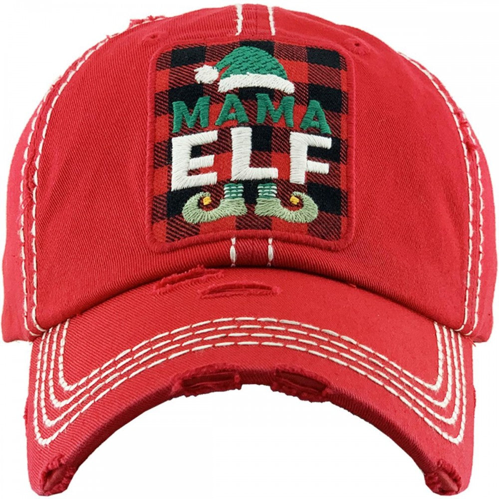 Mama Elf Vintage Distressed Baseball Cap