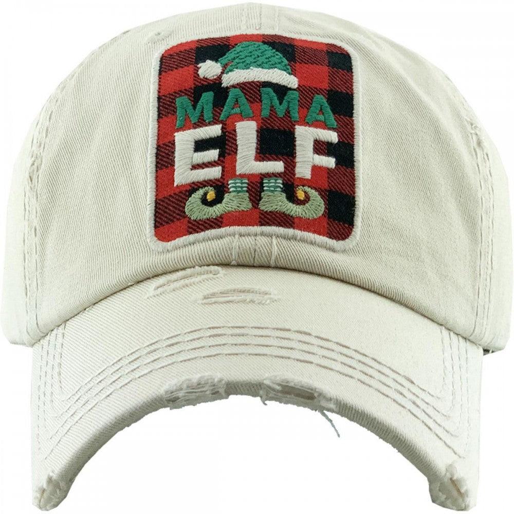 Mama Elf Vintage Distressed Baseball Cap