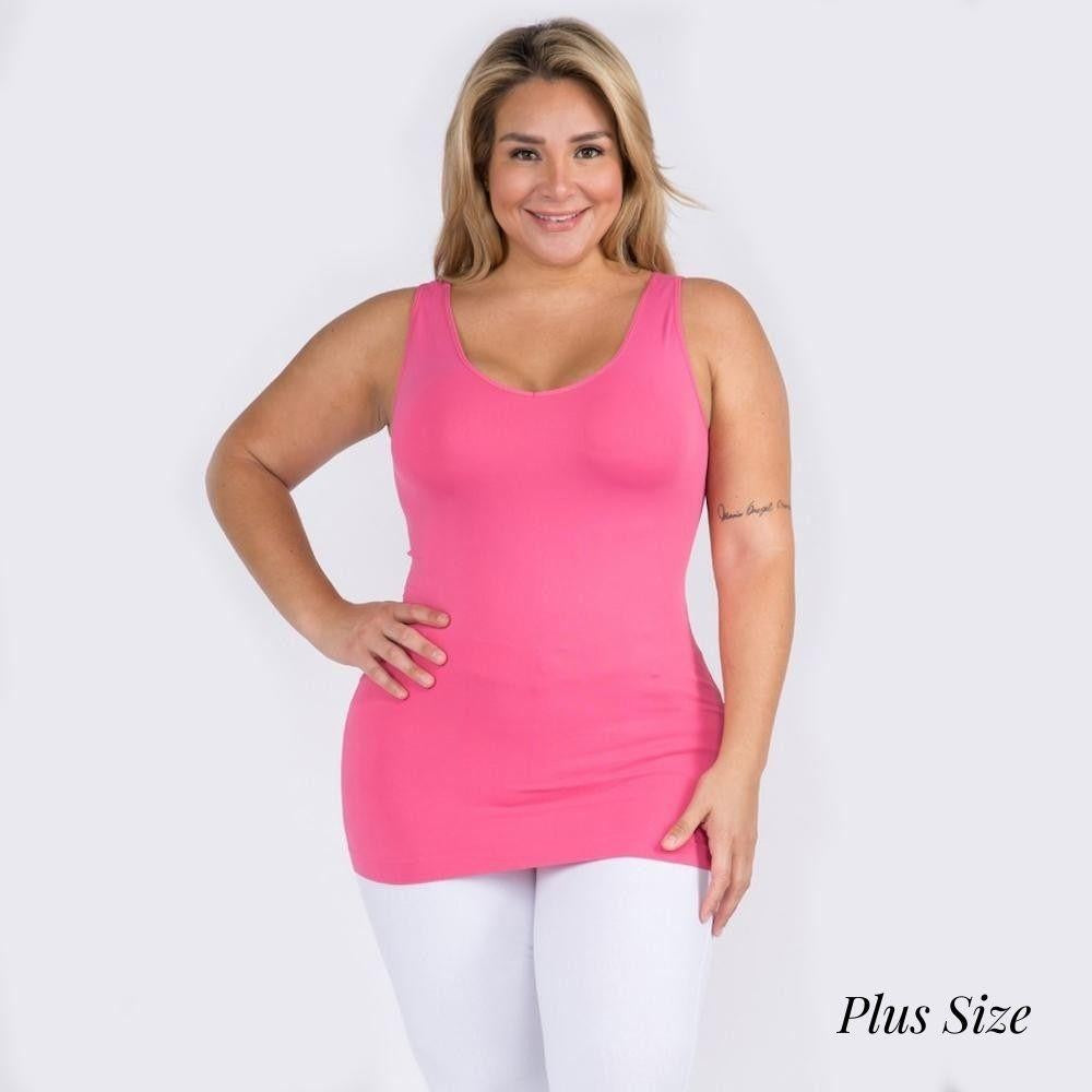 Plus Size Yelete V or U Neckline Reversible Seamless Tank - 40 Color Options!