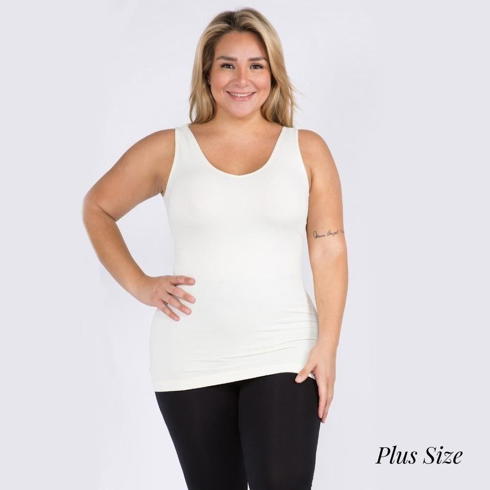 Plus Size Yelete V or U Neckline Reversible Seamless Tank - 40 Color Options!