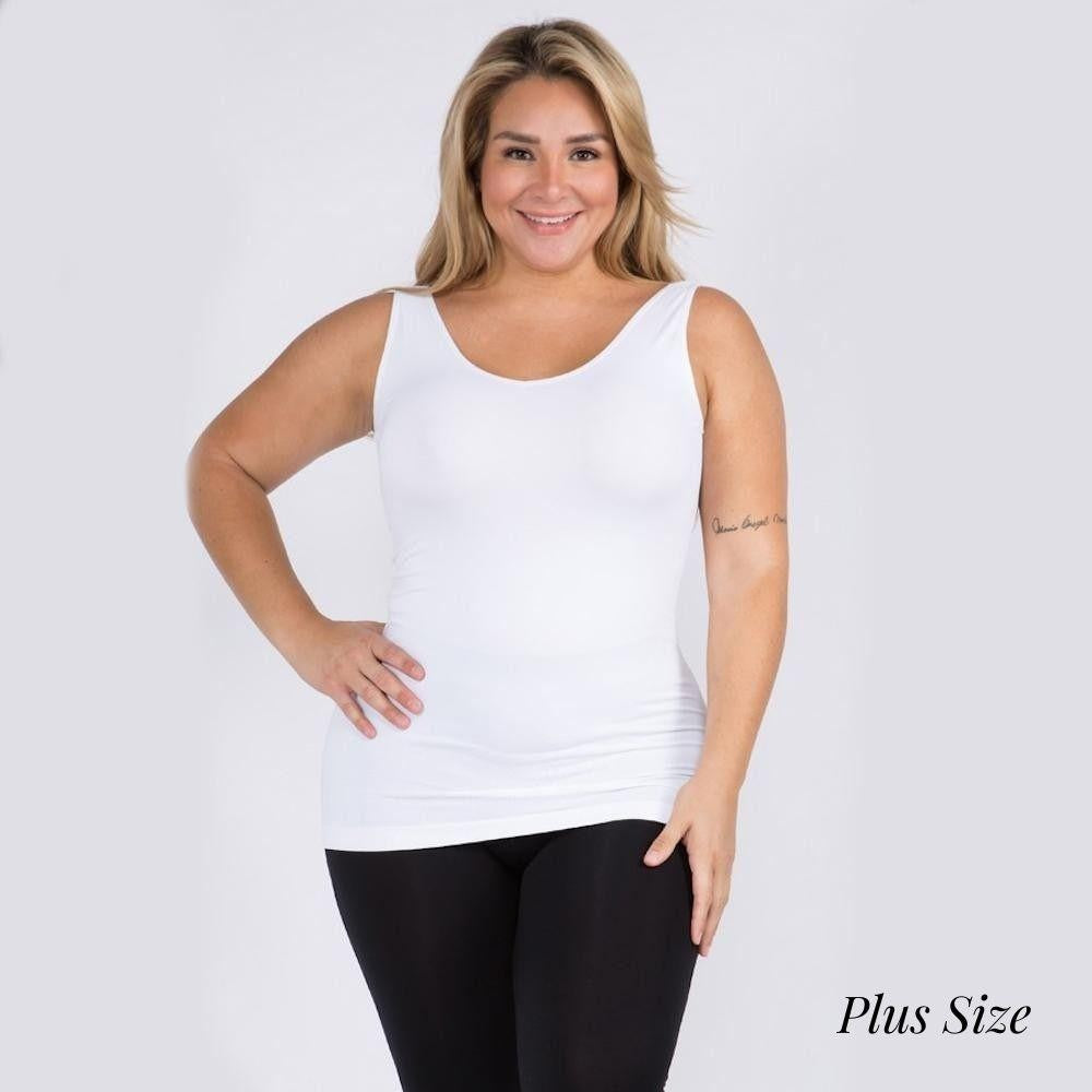 Plus Size Yelete V or U Neckline Reversible Seamless Tank - 40 Color Options!