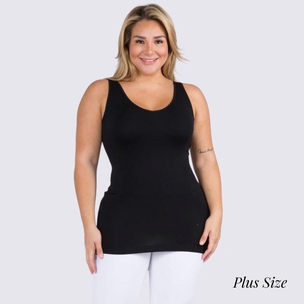 Plus Size Yelete V or U Neckline Reversible Seamless Tank - 40 Color Options!