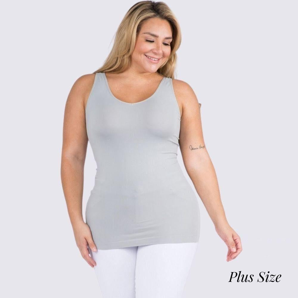 Plus Size Yelete V or U Neckline Reversible Seamless Tank - 40 Color Options!