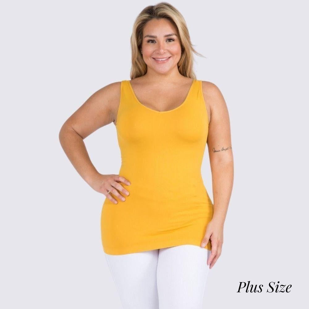 Plus Size Yelete V or U Neckline Reversible Seamless Tank - 40 Color Options!