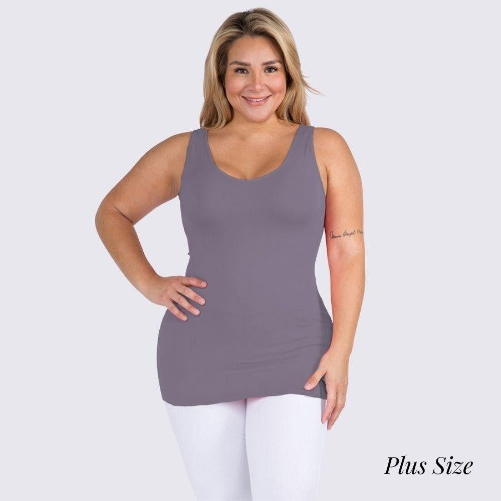 Plus Size Yelete V or U Neckline Reversible Seamless Tank - 40 Color Options!