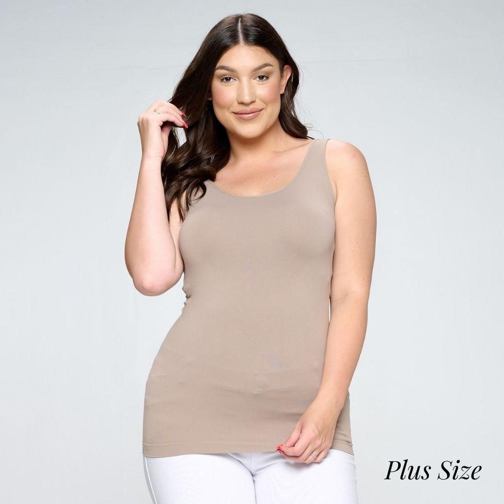Plus Size Yelete V or U Neckline Reversible Seamless Tank - 40 Color Options!