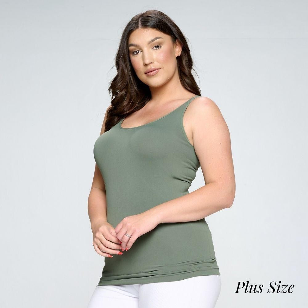 Plus Size Yelete V or U Neckline Reversible Seamless Tank - 40 Color Options!