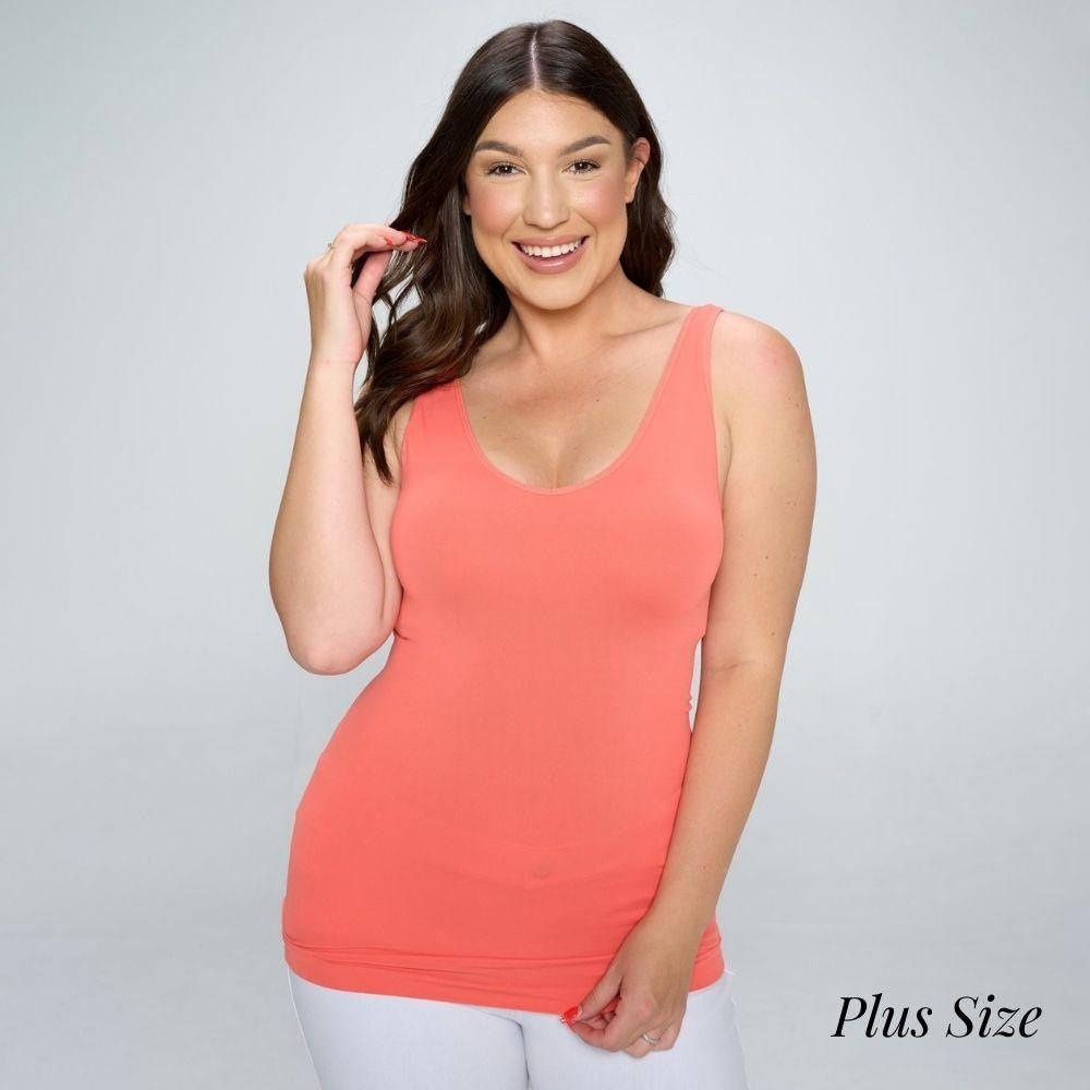 Plus Size Yelete V or U Neckline Reversible Seamless Tank - 40 Color Options!