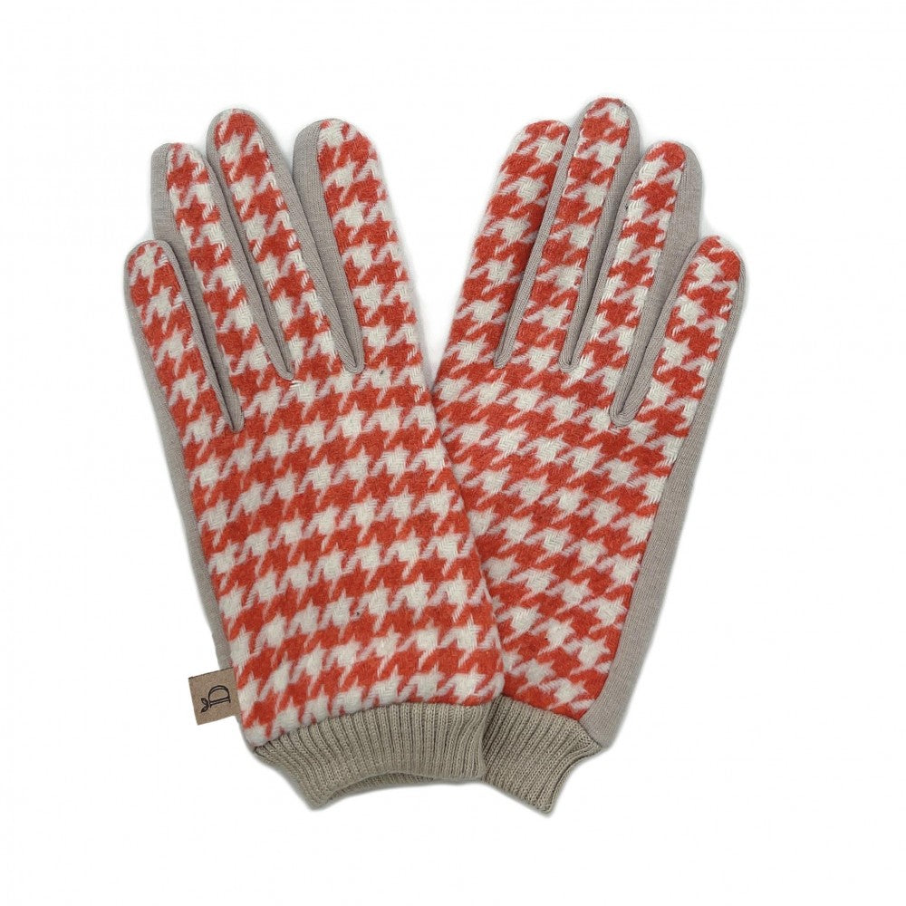Houndstooth Knit Smart Touch Gloves With Elastic.