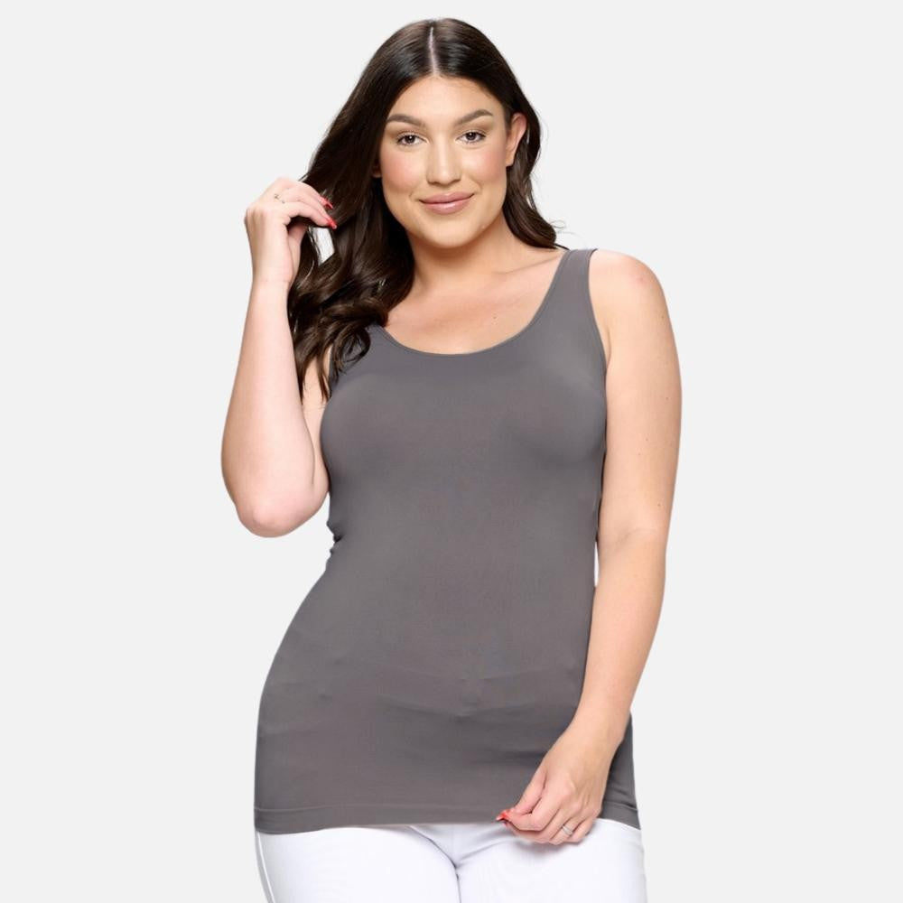 Plus Size Yelete V or U Neckline Reversible Seamless Tank - 40 Color Options!