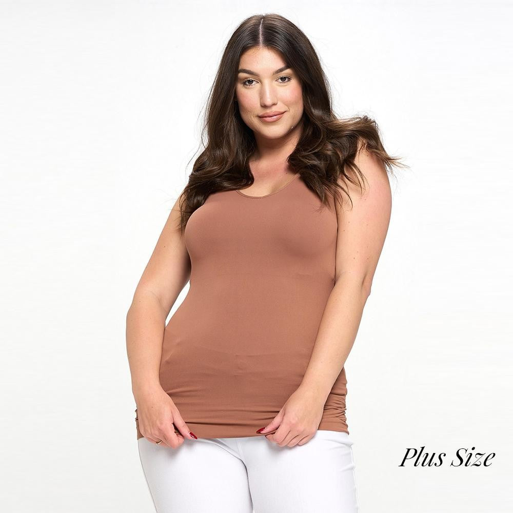 Plus Size Yelete V or U Neckline Reversible Seamless Tank - 40 Color Options!