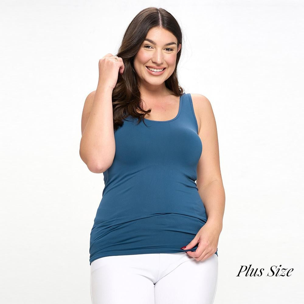Plus Size Yelete V or U Neckline Reversible Seamless Tank - 40 Color Options!
