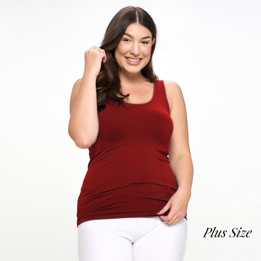 Plus Size Yelete V or U Neckline Reversible Seamless Tank - 40 Color Options!