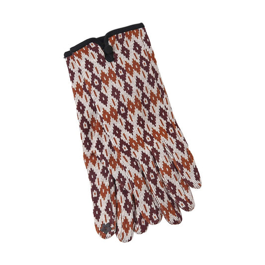Multi-Tone Diamond Printed Gloves With Side Button Detail