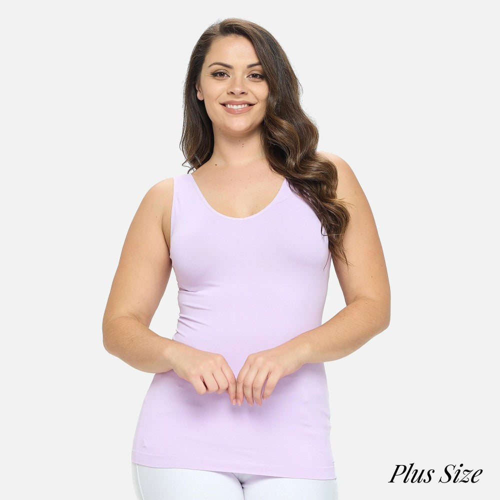 Plus Size Yelete V or U Neckline Reversible Seamless Tank - 40 Color Options!