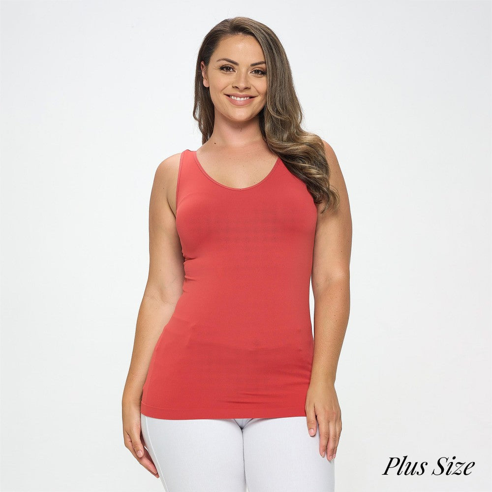 Plus Size Yelete V or U Neckline Reversible Seamless Tank - 40 Color Options!