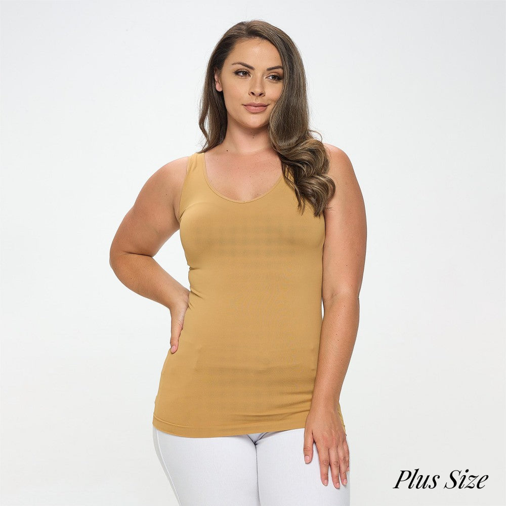 Plus Size Yelete V or U Neckline Reversible Seamless Tank - 40 Color Options!