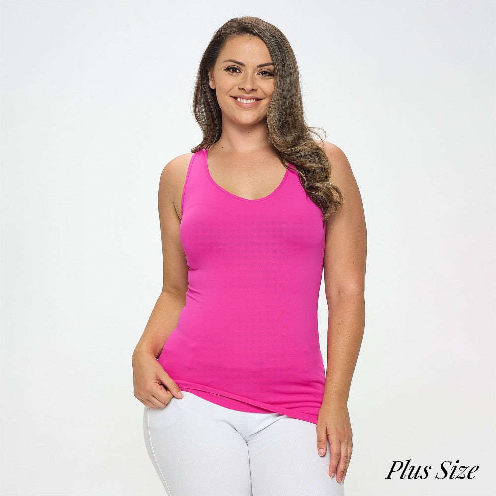 Plus Size Yelete V or U Neckline Reversible Seamless Tank - 40 Color Options!