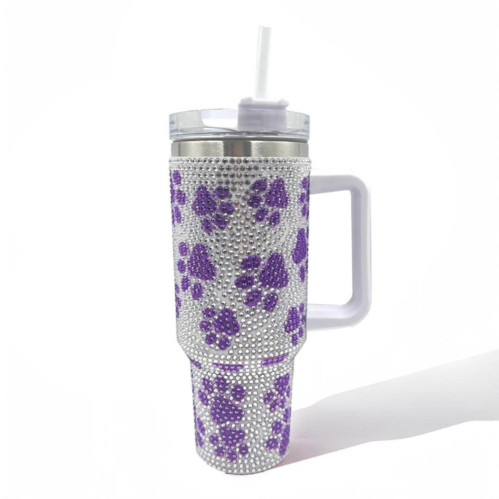 Rhinestone Paw Print 40oz Tumbler - 3 Color Options!