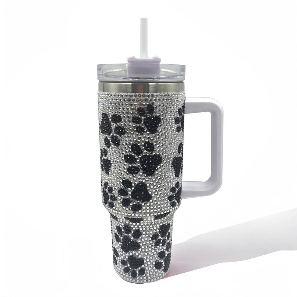Rhinestone Paw Print 40oz Tumbler - 3 Color Options!