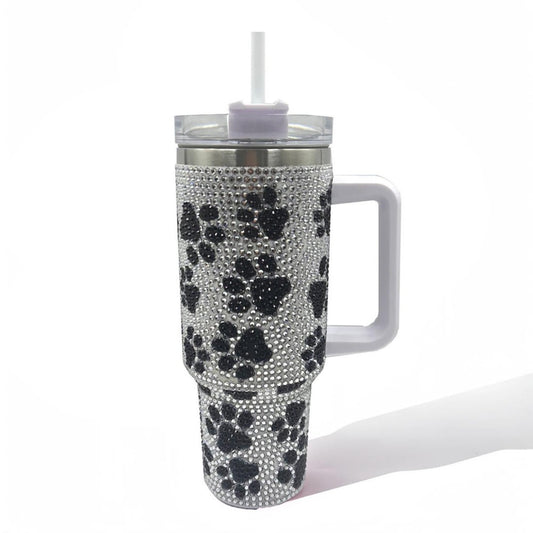 Rhinestone Paw Print 40oz Tumbler - 3 Color Options!